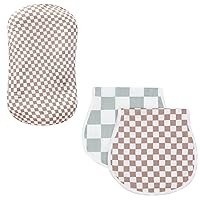 LifeTree Muslin Baby Burp Cloths Sets and Muslin Lounger Cover - 70% Viscose from Bamboo and 30% Cotton for Newborn Baby Girls and Boys (Checkered)