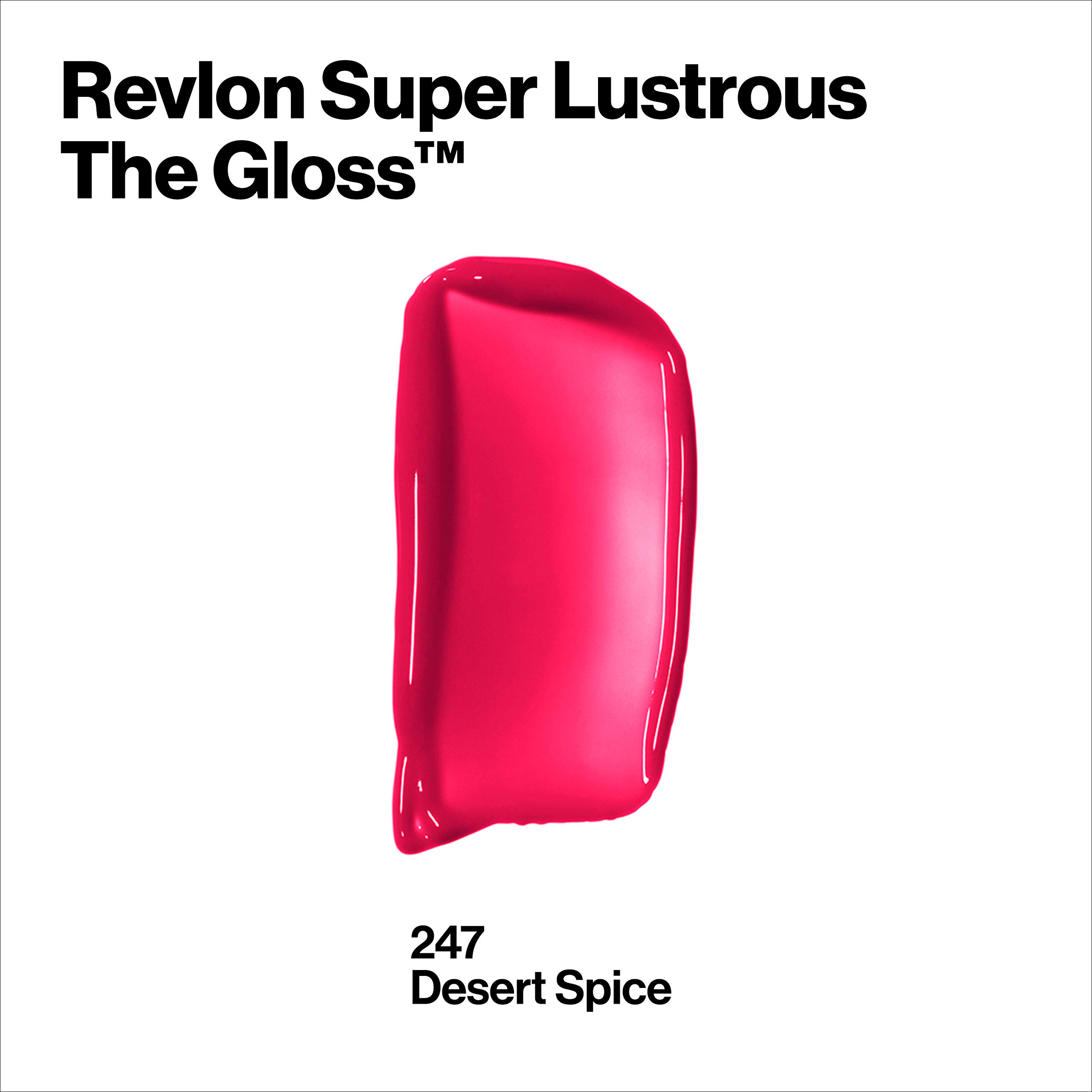 Revlon Lip Gloss, Super Lustrous The Gloss, Non-Sticky, High Shine Finish, 247 Desert Spice, 0.13 Oz