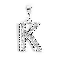 Personalized 1.0 Inch Solid.925 Sterling Silver Initial A-Z Pendant Charm