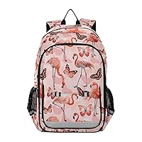 ALAZA Pink Flamingo Butterfly Laptop Backpack Purse for Women Men Travel Bag Casual Daypack with Compartment & Multiple Pockets