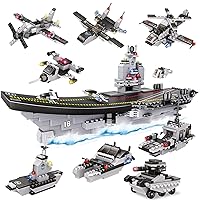 Aircraft Carrier Building Blocks Set, Military Warship Battleship Building Blocks Sets with Storage Box, Army Car, Airplane, Helicopter & Boat, Birthday Gift for Kids Boys Age 6-12 Years (1320 Pcs)