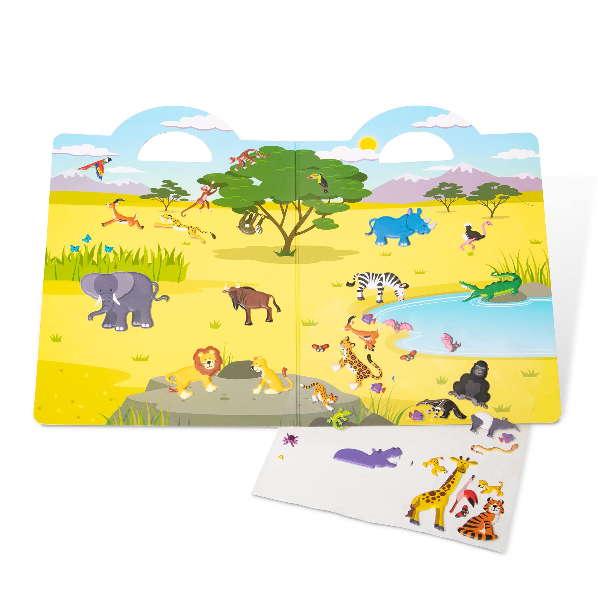 Melissa & Doug Puffy Sticker Play Set: Safari - 42 Reusable Stickers - Travel Activities For Kids, Reusable Sticker Toy, Restickable Sticker Book For Kids Ages 4+
