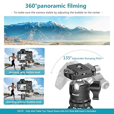 NEEWER Mini Tripod for Camera, Compact Desktop Tripod with 360° Low Profile  Ball Head, 1/4 Arca Type QR Plate for DSLR Action Camera Phone Holder for