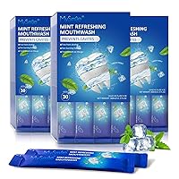MySmile Mouthwash Alcohol Free, Mouth Wash for Adults, Travel Mouthwash Helps Kill 99% of Bad Breath Germs, Prevents Cavities, Fluoride Free, Fresh Mint, 30 Uses (0.41 Fl Oz (Pack of 90))