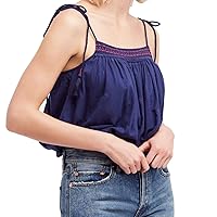 Free People Womens Embroidered Tassel Cami