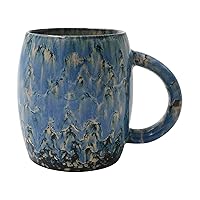 15 Oz Large Ceramic Coffee Mug, Seceles Handmade Pottery Big Tea Cup for Office and Home, Microwave and Dishwasher Safe, Big Handle Easy to Hold, Stylish Texture Glaze (Sky Blue)