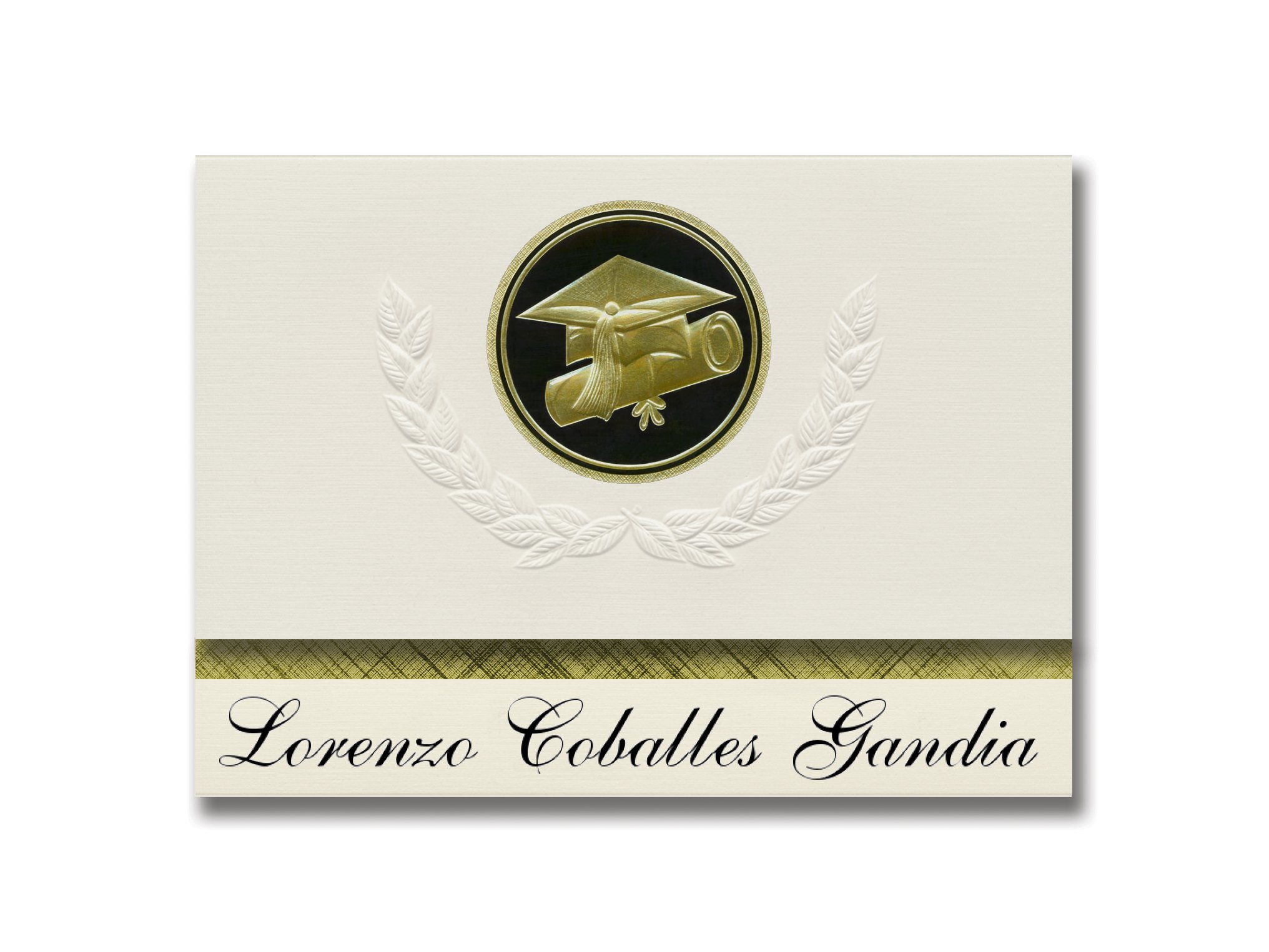 Signature Announcements Lorenzo Coballes Gandia (Hatillo, PR) Graduation Announcements, Presidential style, Basic package of 25 Cap & Diploma Seal....