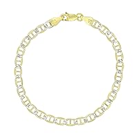 DECADENCE 14K Gold or Rhodium Plated Silver Mariner Diamond Cut Pave Chain For Men | 1mm-13mm Thick | Solid 925 Mariner Necklaces For Men and Women