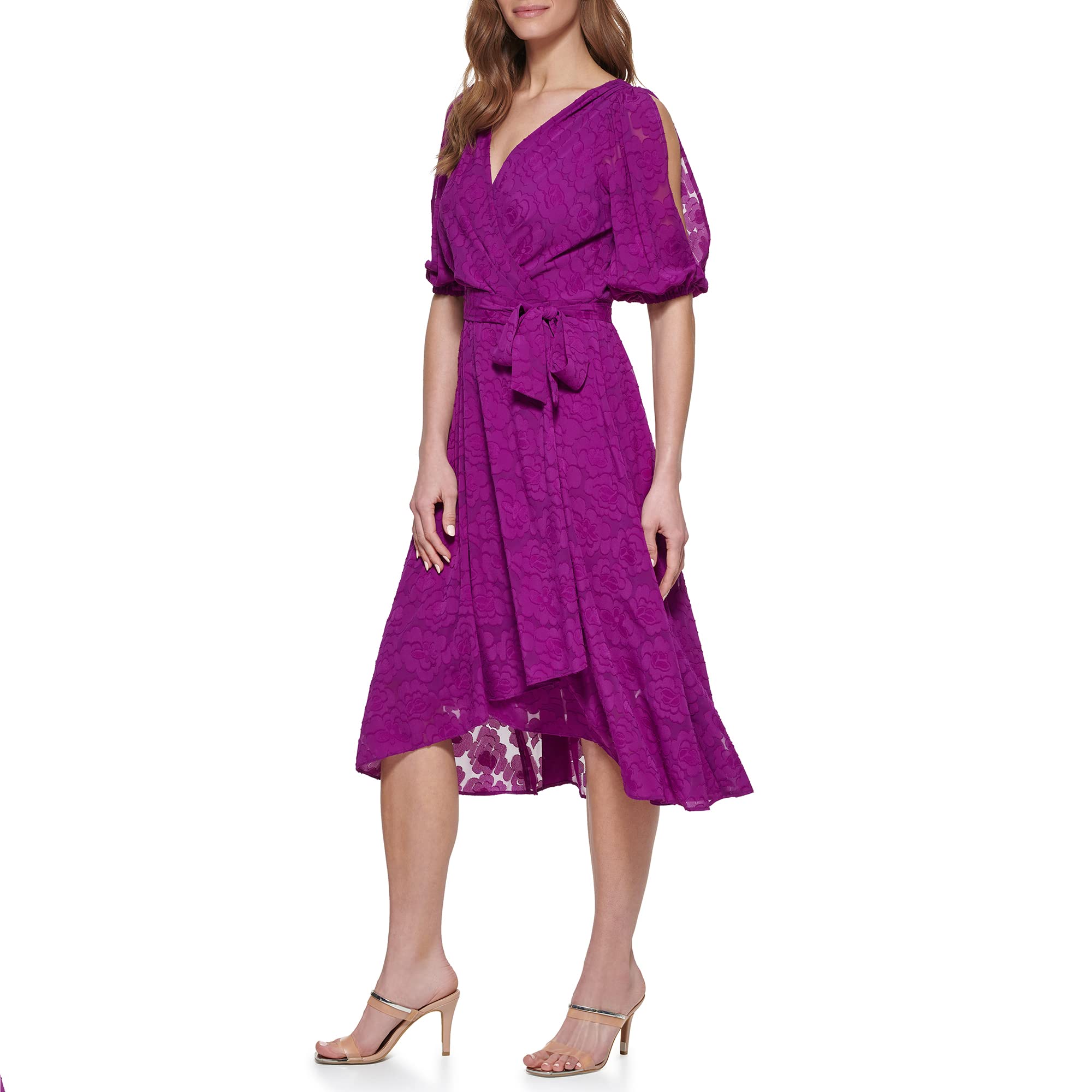 DKNY Women's Asymmetrical Hem Faux Wrap Dress