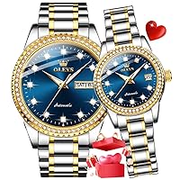 OLEVS Couple Automatic Watch His and Her Watches Set Matching Romantic Men Women Wrist Watches Waterproof Date Pair