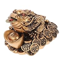 BESTOYARD Lucky Golden Toad Ornament Wealth Chinese Frog Toad Coin Three Legged Toad Sculptures Chinese Toad Ornament Wealth Toad Sculpture Good China Synthetic Resin Money