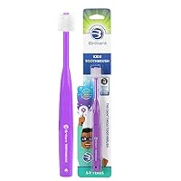 Brilliant Oral Care Kids Toothbrush with Soft Bristles and Round Head, for a Child Approved, Easy to Use All-Around Clean Mouth, Ages 5-9 Years, Purple, 1 Pack
