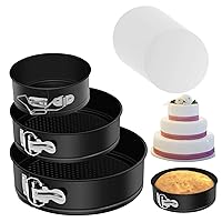 Springform Cake Pan Set of 3 - Nonstick Leakproof Round Cheesecake Pan with Removable Bottom, Circle 3 Tiered 4