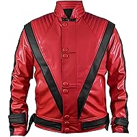 Men's Mj Thrillerr Red Faux Leather Jacket, Red Thriller jacket