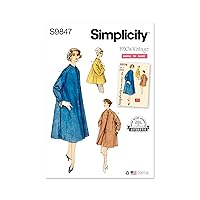 Simplicity Easy Misses' 1950's Vintage Collarless Coat Sewing Pattern Packet, Design Code S9847, Sizes 8-10-12-14-16, Multicolor