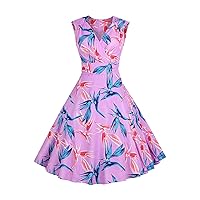 Women's Flowy Dress Print Sleeveless Knee Length Beach V-Neck Trendy Glamorous Casual Loose-Fitting Summer Swing