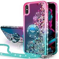 Silverback for iPhone Xs Max Case, Moving Liquid Holographic Sparkle Glitter Case with Stand, Bling Diamond Rhinestone Bumper Stand Slim Protective Apple iPhone Xs Max Case for Girls Women -Green