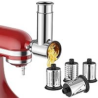 Stainless Steel Slicer Shredder Attachment for KitchenAid Stand Mixer, Cheese Grater Attachment for Kitchenaid, Salad Maker, Grinding Powder, Dishwasher Safe with 4 Blades by Innomoon