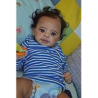 Angelbaby Real Life Reborn Baby Dolls Black Girl Cute Realistic 21 Inch African American Newborn Silicone Baby Alive Biracial Doll with Brown Skin Lifelike Little Babies for Girl Boy Gift Sets