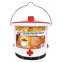 HB-60P Thermostatically Controlled Heated 2 Gallon Plastic Outdoor Year Round Poultry Chicken Water Bucket Drinker, White/Red