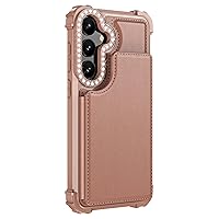 ZIFENGXUAN-Luxury Leather Case for Samsung Galaxy S23ultra/S23plus/S23, Stylish Wallet Case with Card Slot Holder Kickstand Protective Cover (S23,Gold)