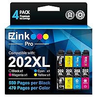 202XL Remanufactured Ink Cartridge Replacement for Epson 202 XL 202XL T202XL to use with Epson Expression Home XP-5100 Workforce WF-2860 Printer (4 Packs, Black, Cyan, Magenta, Yellow)