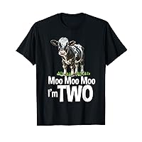 Moo Moo I'm Two 2nd Birthday Funny Cute Cow Sounds Toddler T-Shirt