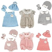 6 Set Clothes Gift for Infant, Girl Baby, 14 Inch -18 Inch Includes Doll Outfits Dress Hat Socks, Total 14 Pcs Onesies Clothes Pajamas Costumes
