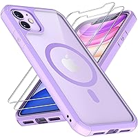 TAURI 3 in 1 Magnetic for iPhone 11 Case, with 2X Screen Protector, 10 FT Drop Protection, Compatible with Magsafe Case for iPhone 11 Phone Case 6.1 inch - Purple