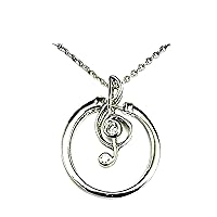 R913 Musical Note Two-in-one Style Sterling Silver Modern Ring & Pendant