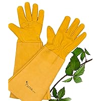 Long Gardening Gloves Women and Men - Long Sleeve Garden Gloves - Pruning Gloves Roses, Cactus, Blackberry Gloves - Gauntlet Garden Gloves (Large, Color Yellow)