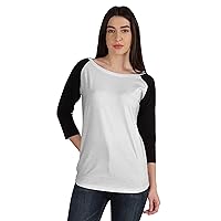 Womens Color Block Raglan Quarter Sleeve Tshirt Baseball Tee Casual Sports Jersey Top