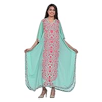 Poly Crepe Kashmiri Embroidered Kaftan Dress for Women