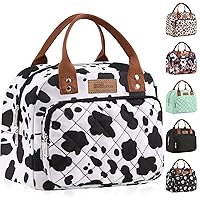 Buringer HOMESPON Lunch Bag for Woman Man Adults with Front Pocket Insulated Lunch Tote Lunch Box Container for Work Picnic or Travel（Cow）