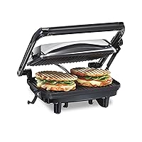 Hamilton Beach Panini Press Sandwich Maker & Electric Indoor Grill with Locking Lid, Opens 180 Degrees for any Thickness for Quesadillas, Burgers & More, Nonstick 8