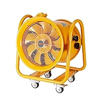 Portable Blower Explosion Proof Utility Fan 16 inch, 4240 CFM Heavy Duty Cylinder Exhaust Fan with 16.4ft Power Cord - No Plug, Industrial Ventilator for Warehouse, Mill, Spray Booth, Tank