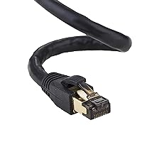 Cables Direct Online Cat8 Black 0.5FT SFTP Ethernet Patch Cable 40Gbps 2000Mhz Connection 26AWG Shielded Copper, Fluke Test Certified, RJ45 Connectors for Modems, Routers, Networks