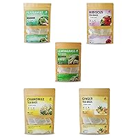 Peppermint, Lemongrass, Ginger, Chamomile, Hibiscus Tea Bundle 5 Bags of Herbal Tea 250 Tea bags