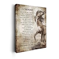 Kasluolo Rustic Religious Horse Canvas Wall Art Christian Horse Picture Inspirational Quotes - i Choose Painting Wall Décor for Bathroom Bedroom Office Framed Artwork 12x16 inch