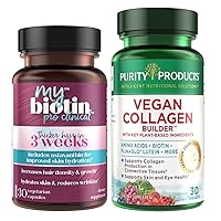 Purity Products Bundle - MyBiotin ProClinical + Vegan Collagen Builder MyBiotin ProClinical (Biotin, MB40X Matrix, Astaxanthin) - Vegan Collagen Builder (w/Key Plant-Based Ingredients & More)
