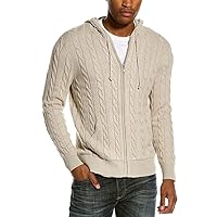 Brooks Brothers Men's Cotton Cable Knit Full Zip Hoodie Sweater