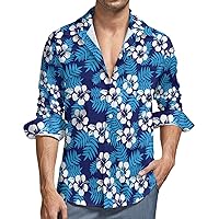 Mens Button Down Long Sleeve Shirts Tropical Flowers Soft Peach Skin Velvet Casual Beach Shirts with Pocket color58