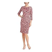 JS Collections Womens Embroidered Knee-Length Sheath Dress Red 12