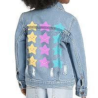 Star Graphic Toddler Denim Jacket - Kawaii Jean Jacket - Cute Pattern Denim Jacket for Kids