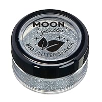 Biodegradable Eco Glitter Shakers by Moon Glitter - 100% Cosmetic Bio Glitter for Face, Body, Nails, Hair and Lips - 5g - Silver
