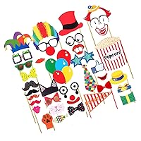 BESTOYARD 36pcs Christmas Photo Booth Props Carnival Party Supplies Photo Prop Makeup Kits Graduation Photo Booth Props Photobooth Props Mardi Gras Jester Hat Circus Glasses Hat Clown