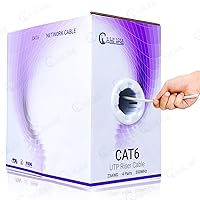 NewYork Cables Cat 6 Cable 1000ft – Cat6 Riser (CMR) - 4 Pair UTP Solid Conductor - 23 AWG 550 MHz, 1 GBit/s High Speed Fluke Tested - Bulk Ethernet Cable - (White)