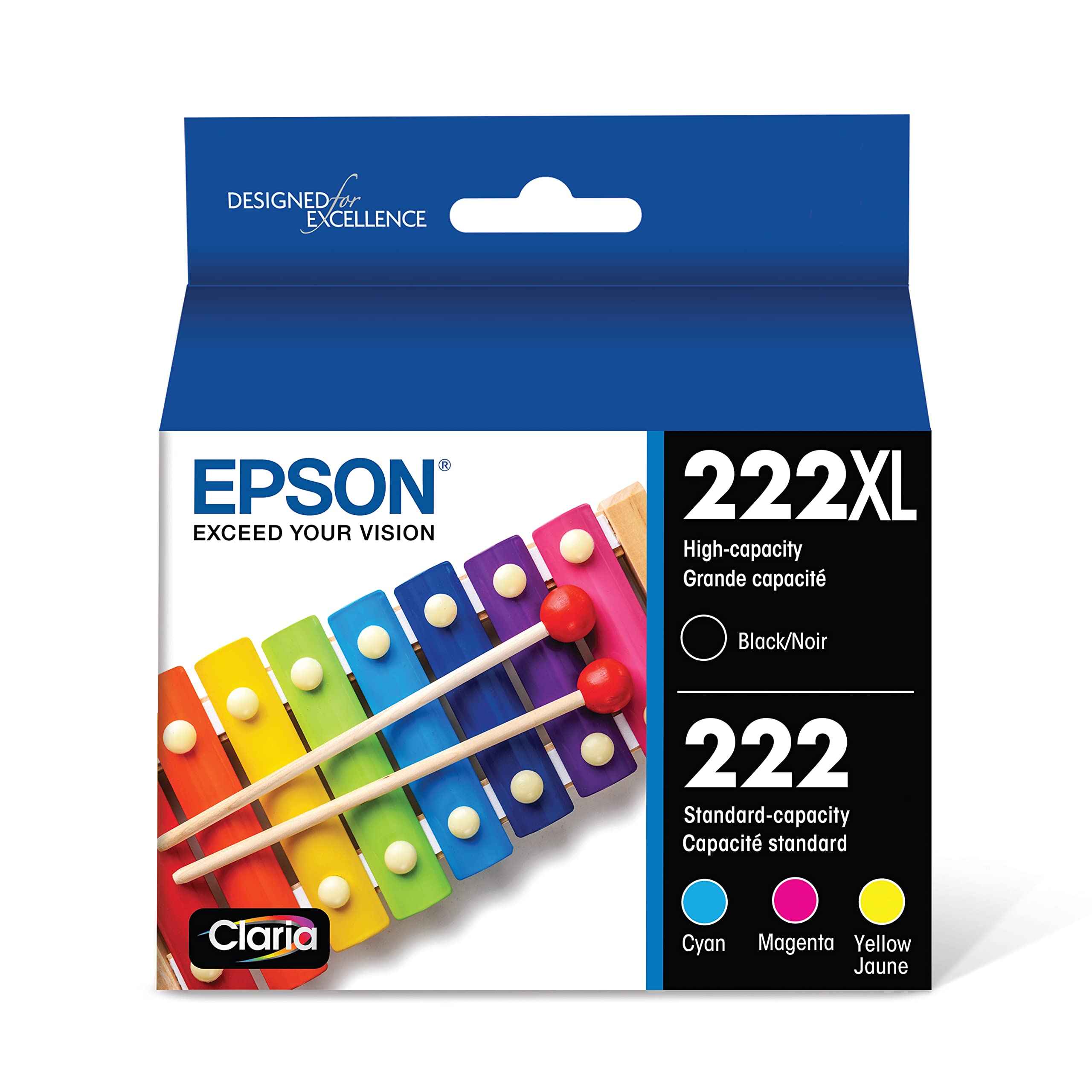 Epson T222 Standard-Capacity Color and High-Capacity Black Multi-Pack