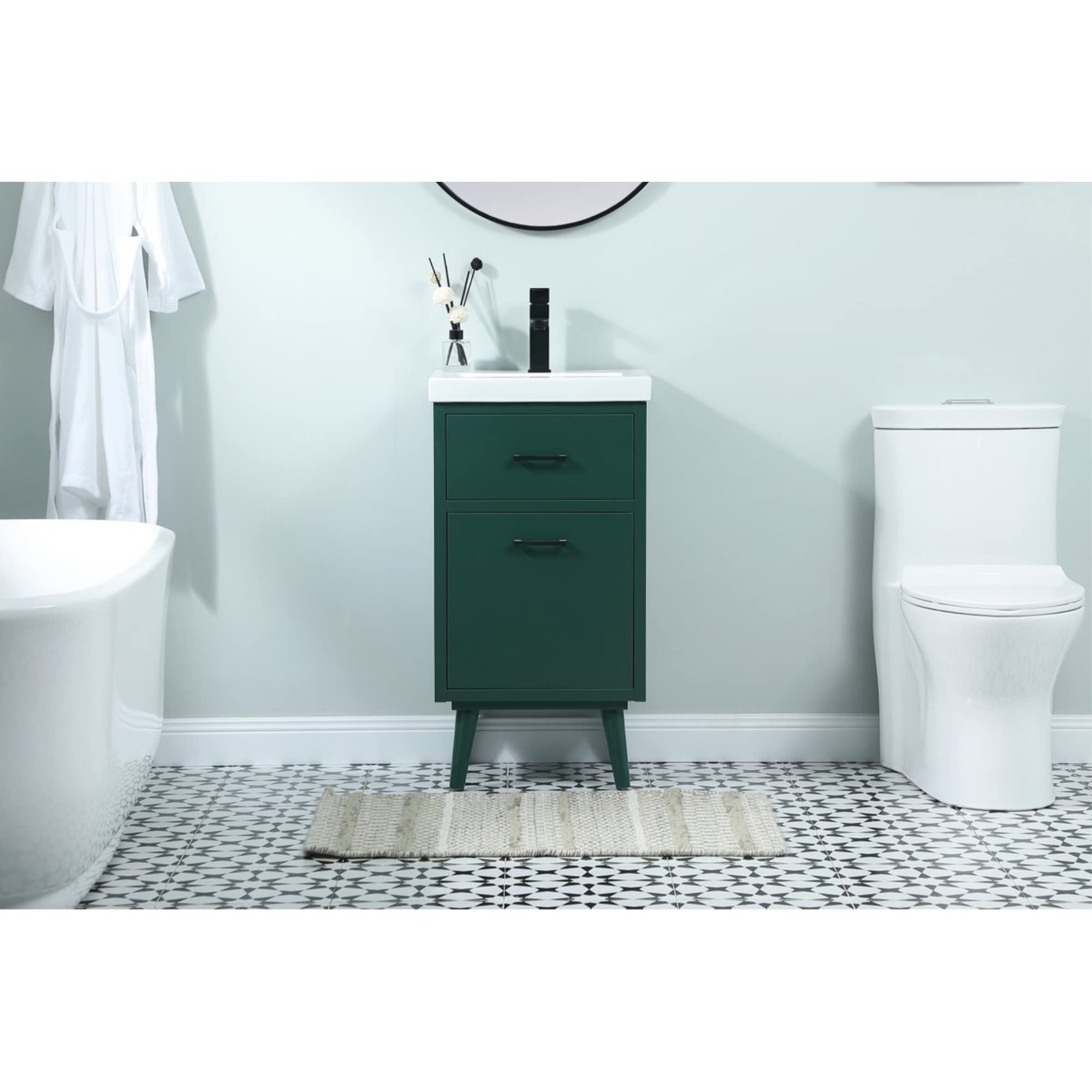 Elegant Decor 18 inch Bathroom Vanity in Green