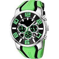Men's and Boys’ Military and Sports Watch, Chronograph with Cool Analogue Quartz, Green